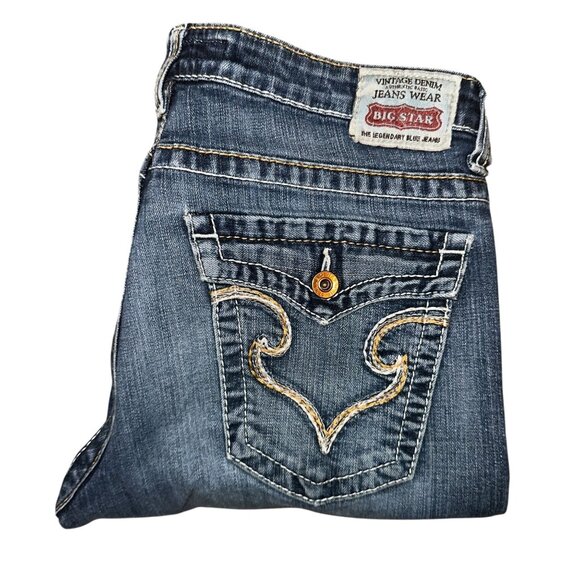 Big Star Denim - Big Star Remy Bootcut Jeans Womens 31R 30 Embroidered Flap Pockets Light Wash